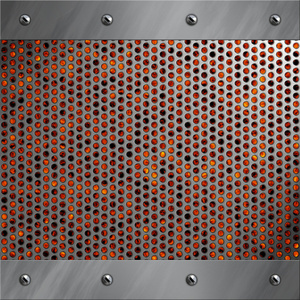 火 热的熔岩或融化的金属螺栓固定一种多孔的金属拉丝的铝框架