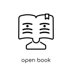 打开图书图标。时尚现代平面线性向量打开书图标在白色背景从细线汇集, 概述向量例证