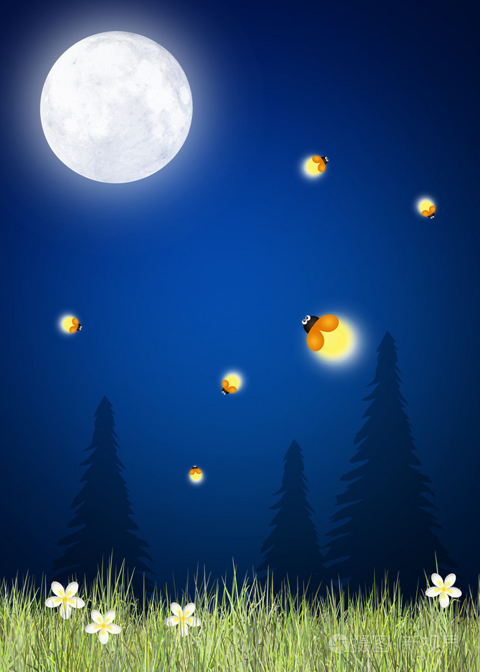 萤火虫在月光下