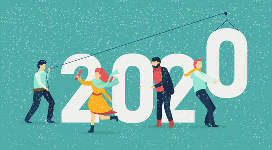 2020年新年卡, 有数字和人