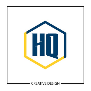 总部徽标初始字母 hq 徽标模板设计向量插图照片