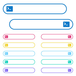 圆形颜色菜单按钮中的命令终端图标。左侧和右侧图标变体