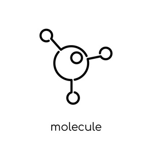 分子图标。时尚现代平面线性向量分子图标在白色背景从细线汇集, 概述向量例证