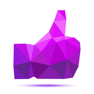 紫罗兰色的紫色几何多边形大拇指图标