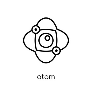 原子图标。时尚现代平面线性矢量原子图标在白色背景从细线汇集, 轮廓向量例证