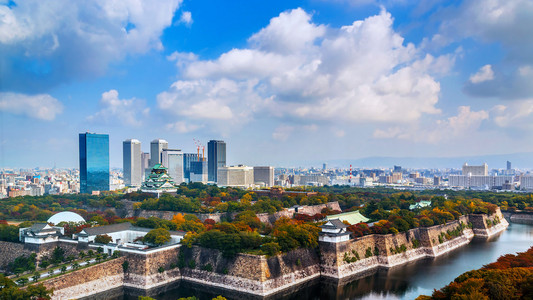 大阪城堡在大阪，日本