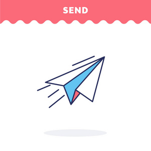 发送图标向量纸飞机填充和线条平面设计ui图标