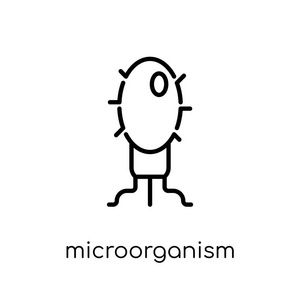 微生物图标。时尚现代平线性向量微生物图标在白色背景从细线科学汇集, 概述向量例证
