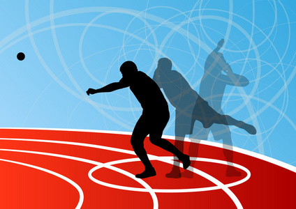 男性体育田径.球投掷剪影集合.种抽象照片