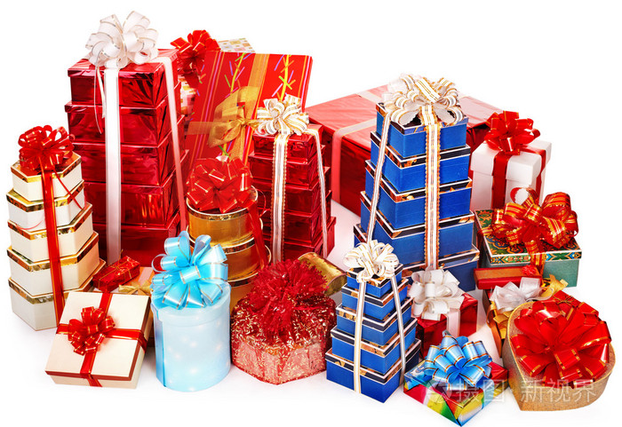 堆栈的彩色礼品盒