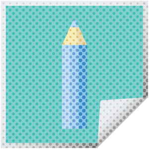 蓝色着色铅笔图形向量例证正方形贴纸