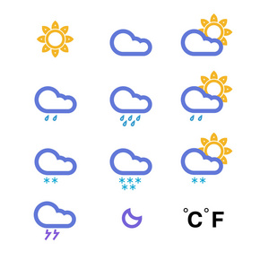 颜色的天气条件图标集合