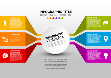 矢量多用途图表模板由圆和内容块组成光版本