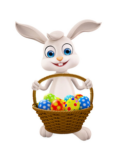 复活节兔子与鸡蛋篮子