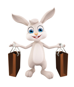 复活节兔子与购物袋