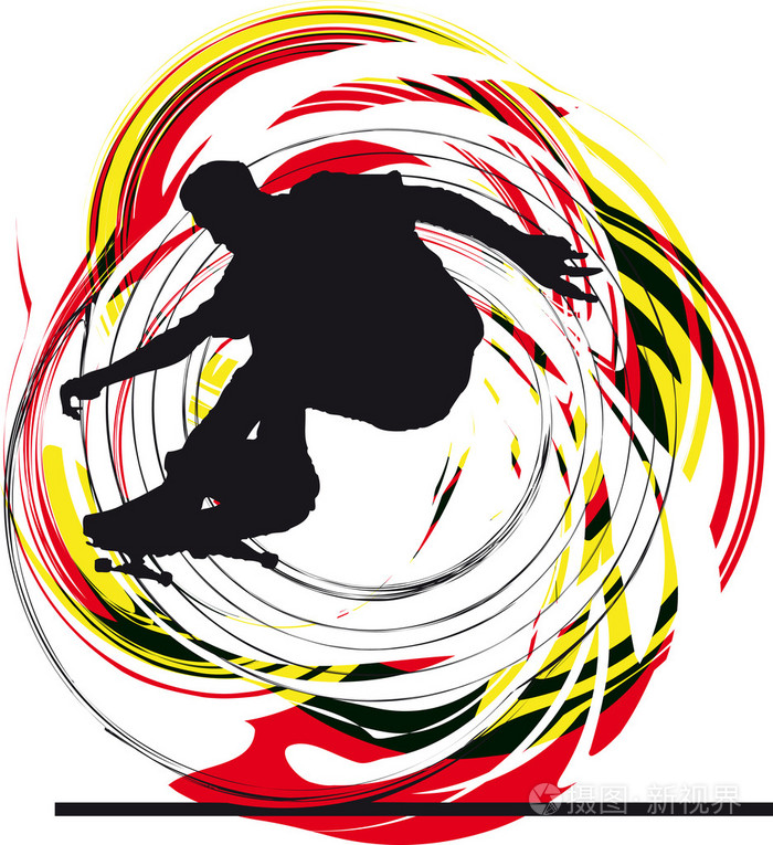 短道速滑的插图.矢量插画