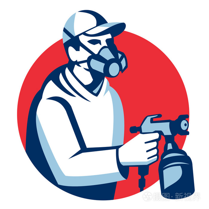 画家从喷枪喷涂