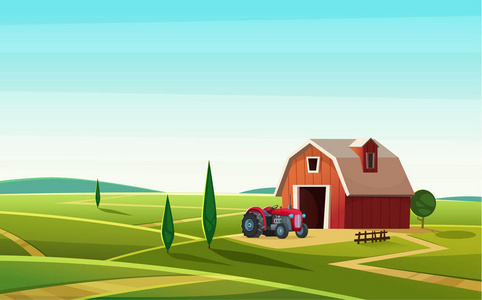 农村地区.卡通现代矢量插画照片