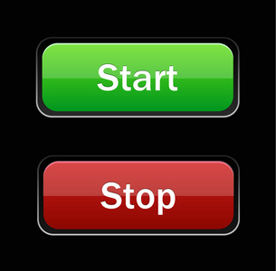 围有光泽在黑上开始有光泽停止按钮照片