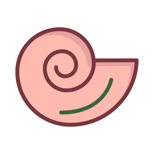 蜗牛壳平面图标, 矢量, 插图