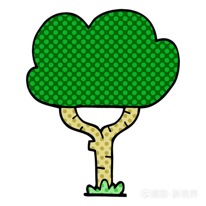 在白色背景查出的动画片涂鸦树