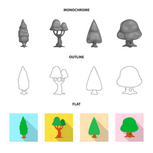 树和自然符号的矢量设计。网页的树和皇冠股票符号集
