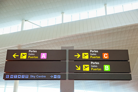在机场的国际语言旅游信息标牌