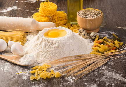 面粉, 鸡蛋, 小麦静物照片