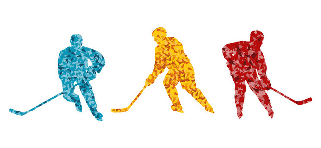 冰上曲棍球球员剪影运动抽象矢量背景