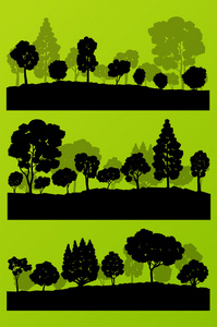 森林树木剪影景观图集合黑色