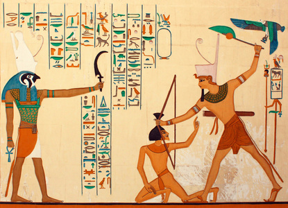 古埃及的象形文字雕刻  法老艺术画作