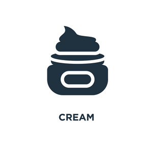 奶油图标.黑色填充矢量图.白色背景上的奶油符号.