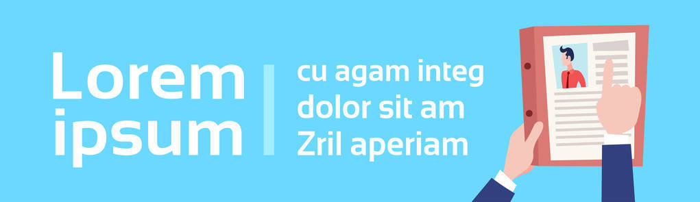 人力资源部简历求职简历应聘职位空缺职位招聘概念卡通人物水平横幅复制空间平面