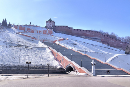 Chkalovskaya 梯子和克里姆林宫墙下市