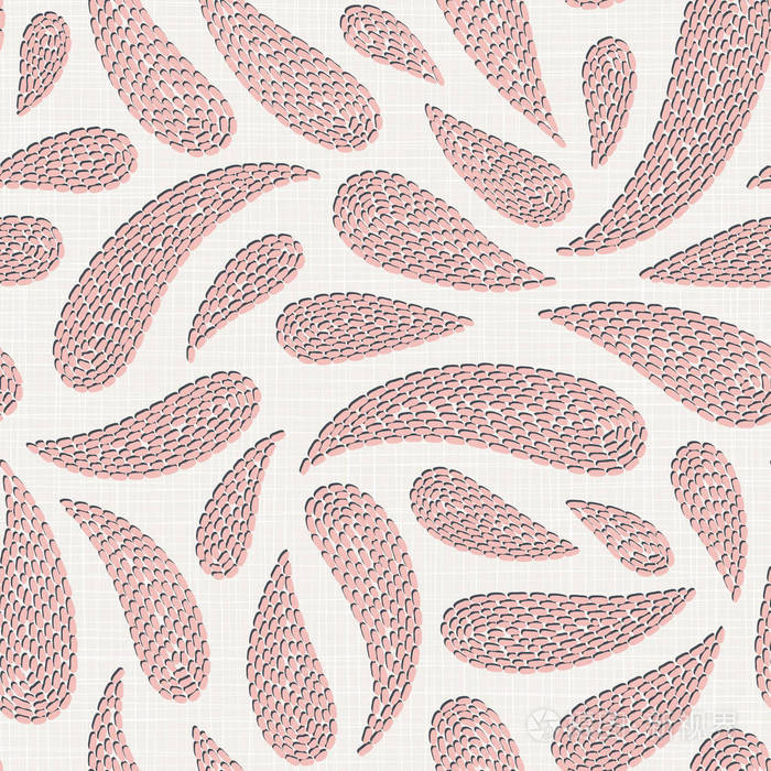 刺绣花卉无缝图案的亚麻布织物, 家居装饰, 时尚, 面料.针模仿