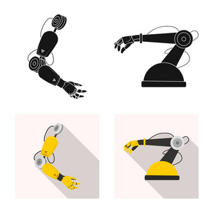机器人和工厂标识的隔离对象。一套机器人和空间矢量图标的股票