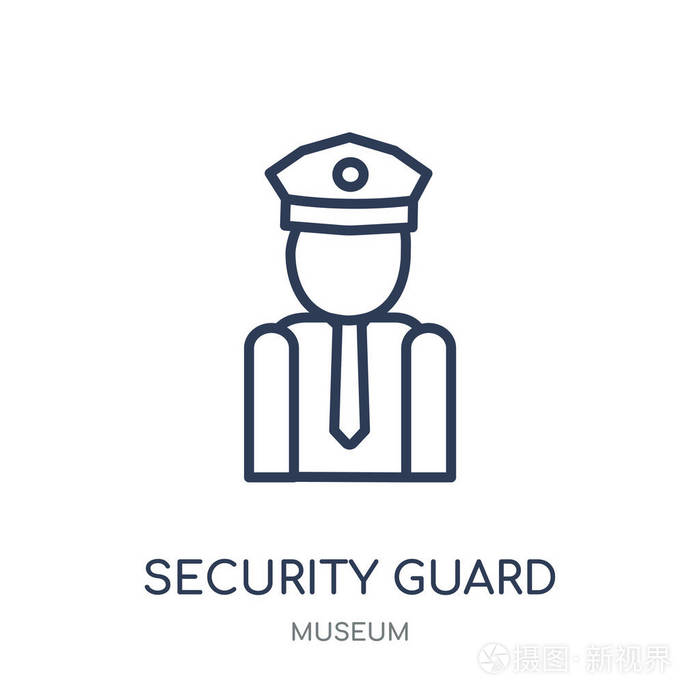 保安图标保安线性符号设计从博物馆收藏简单的大纲元素向量例证在白色