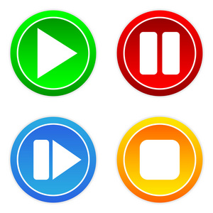 播放 暂停 停止 前进按钮集照片
