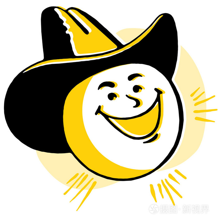 卡通形象的戴一顶帽子太阳