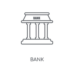 银行线性图标。银行概念笔画符号设计。薄的图形元素向量例证, 在白色背景上的轮廓样式, eps 10