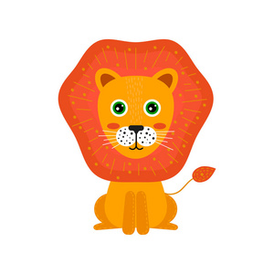 儿童卡通动物.可爱的狮子为孩子们.黄色和橙色照片