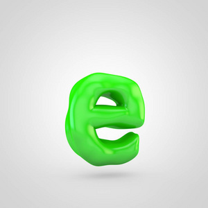 绿色橡皮泥字母 E 小写在白色背景上被隔离