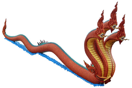 泰国龙或国王那伽雕像隔离在庙里照片