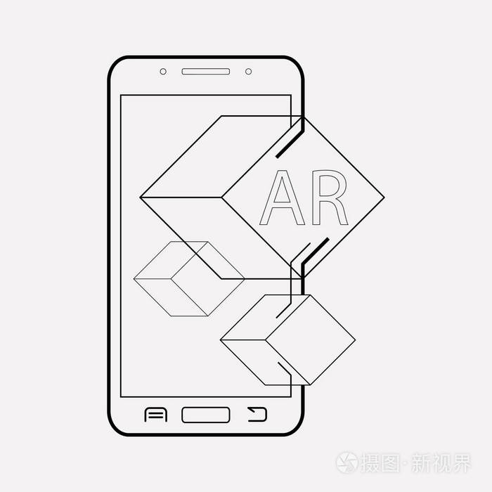 上隔离的增强现实图标线的向量说明插画-正版商用图片0arm2c-摄图新视