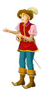 画王子动画片场面与英俊的王子在白色背景-例证为孩子照片