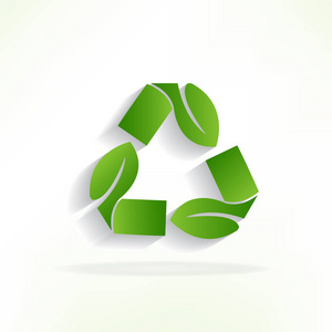 徽标绿色叶子回收符号向量设计