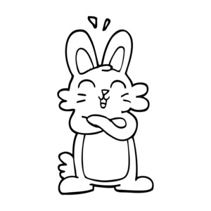 线画卡通快乐兔子