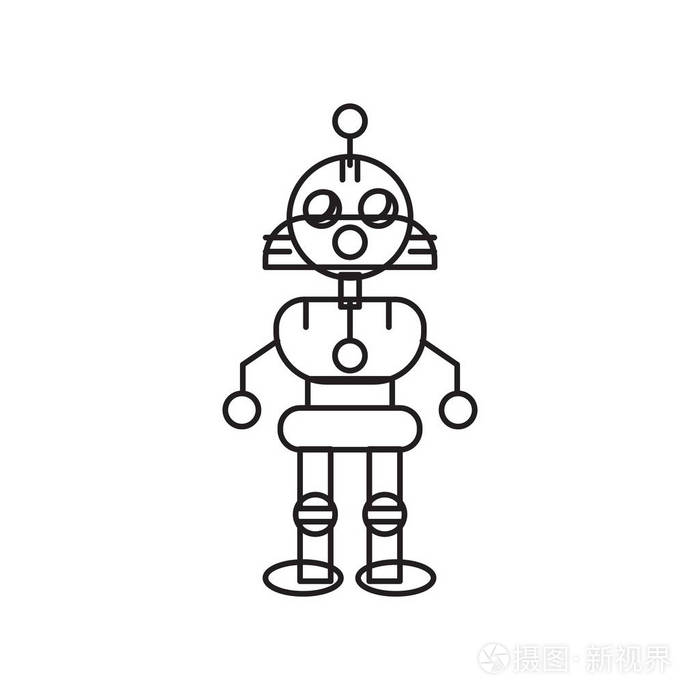 机器人图标矢量隔离在白色背景, 机器人透明符号