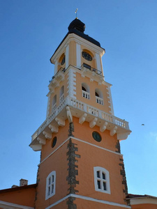 市政厅在卡门内茨 Podolsk 老城中心广场。从它的阳台状态的主要新闻宣布了, 即命令和处罚, 直接地被执行在。有趣的保