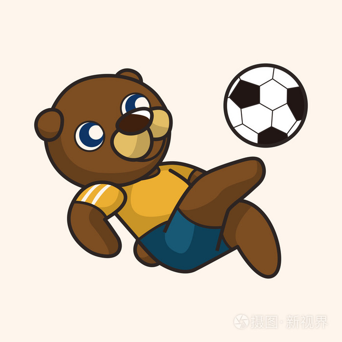 动物踢足球卡通主题元素